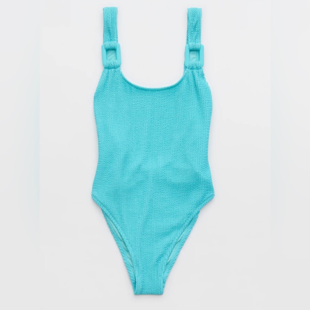 Aerie Shimmer Crinkle Birthday Scoop Cheeky One Piece Swim Suit Small